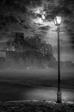 A misty Bamburgh Castle